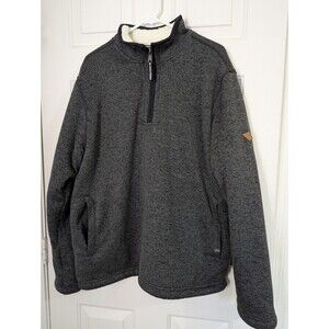 Orvis Fleece Pullover Mens Medium Dark Grey Sherpa Fleece Lined 1/4 Zip Comfy